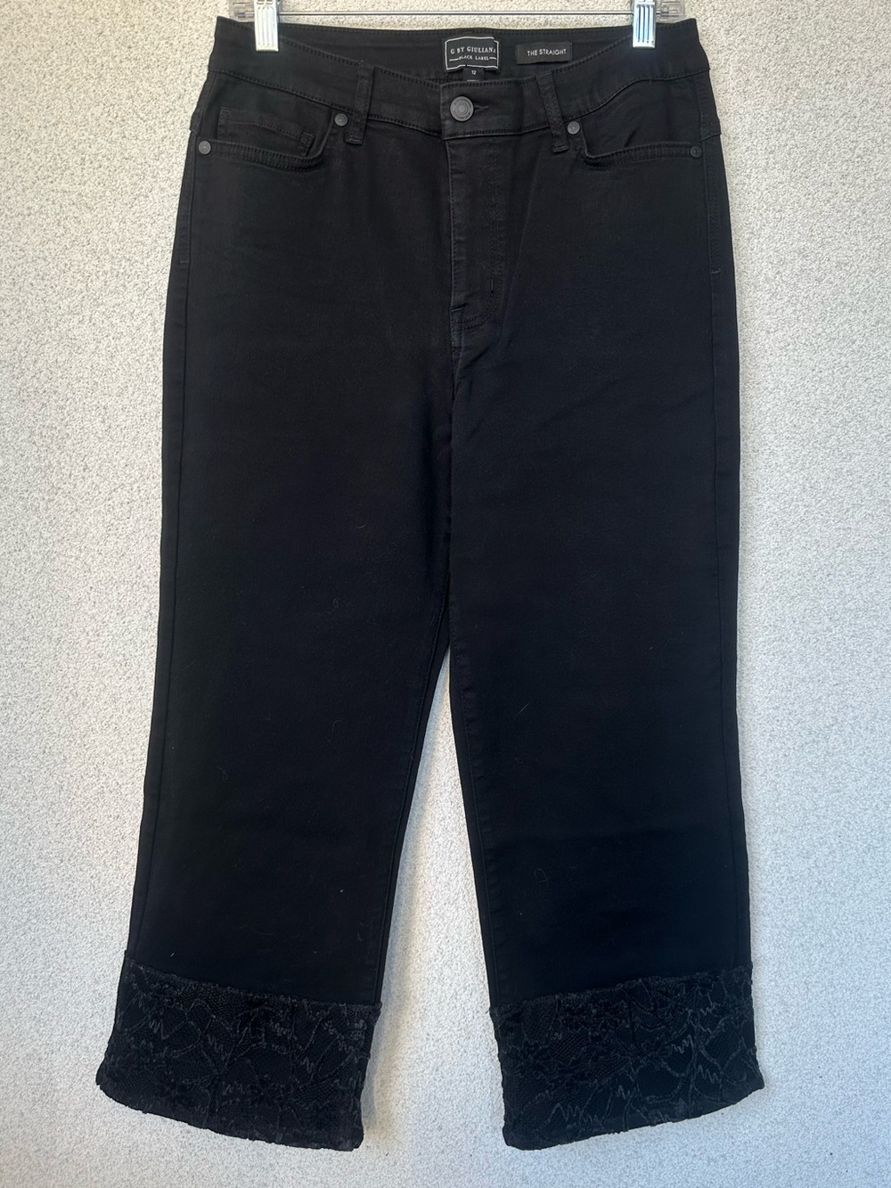 G by Giuliana Black Label The Straight Crop Jean Lace Cuffs, Size 12